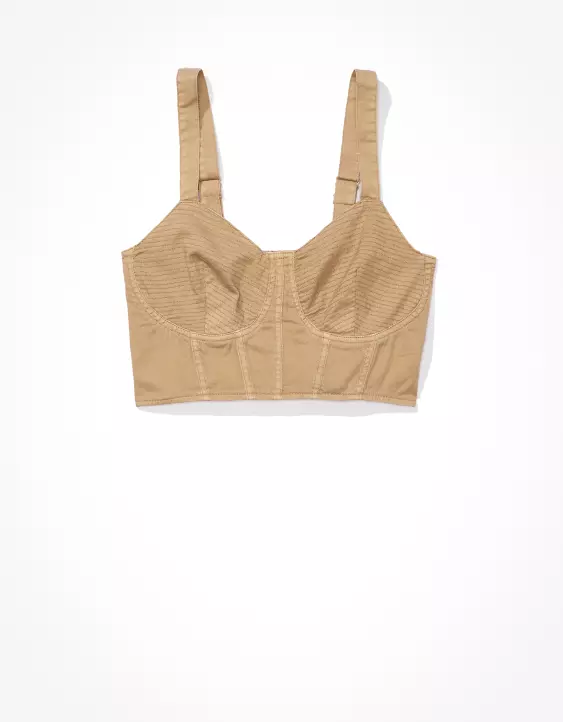 AE Cropped Denim Corset Tank Top - Image 3