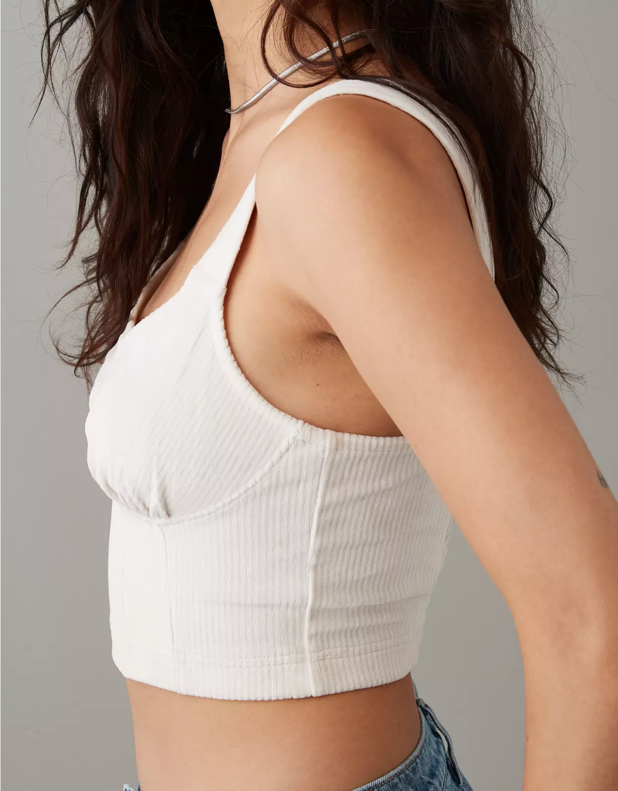 AE Cropped Corduroy Corset Top