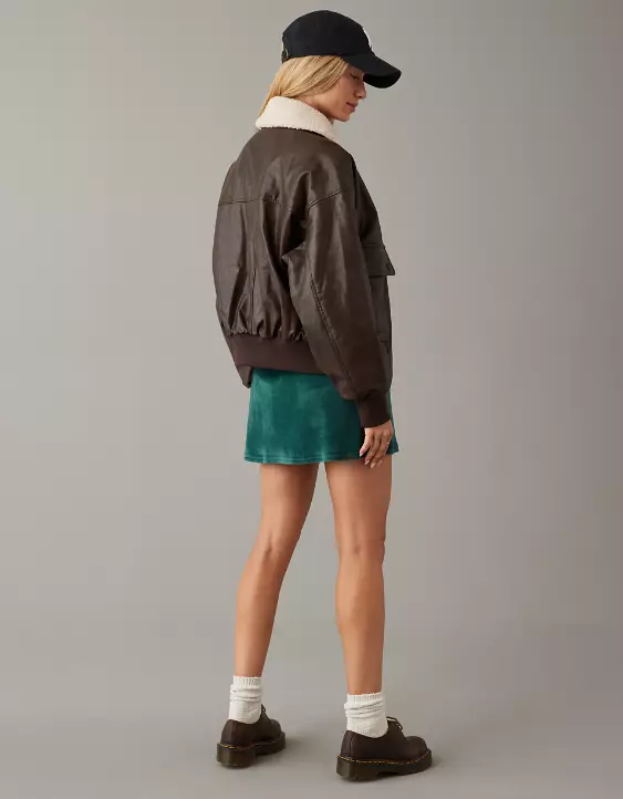 AE Sherpa Leather Bomber Jacket - Image 2