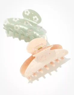 AEO Embossed Daisy Half Moon Claw Clip 2-Pack