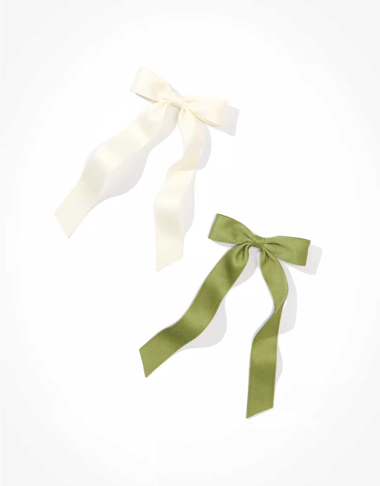AEO Green + Cream Hair Bow 2-Pack