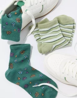 AE Daisy Striped Boyfriend Sock 2-Pack