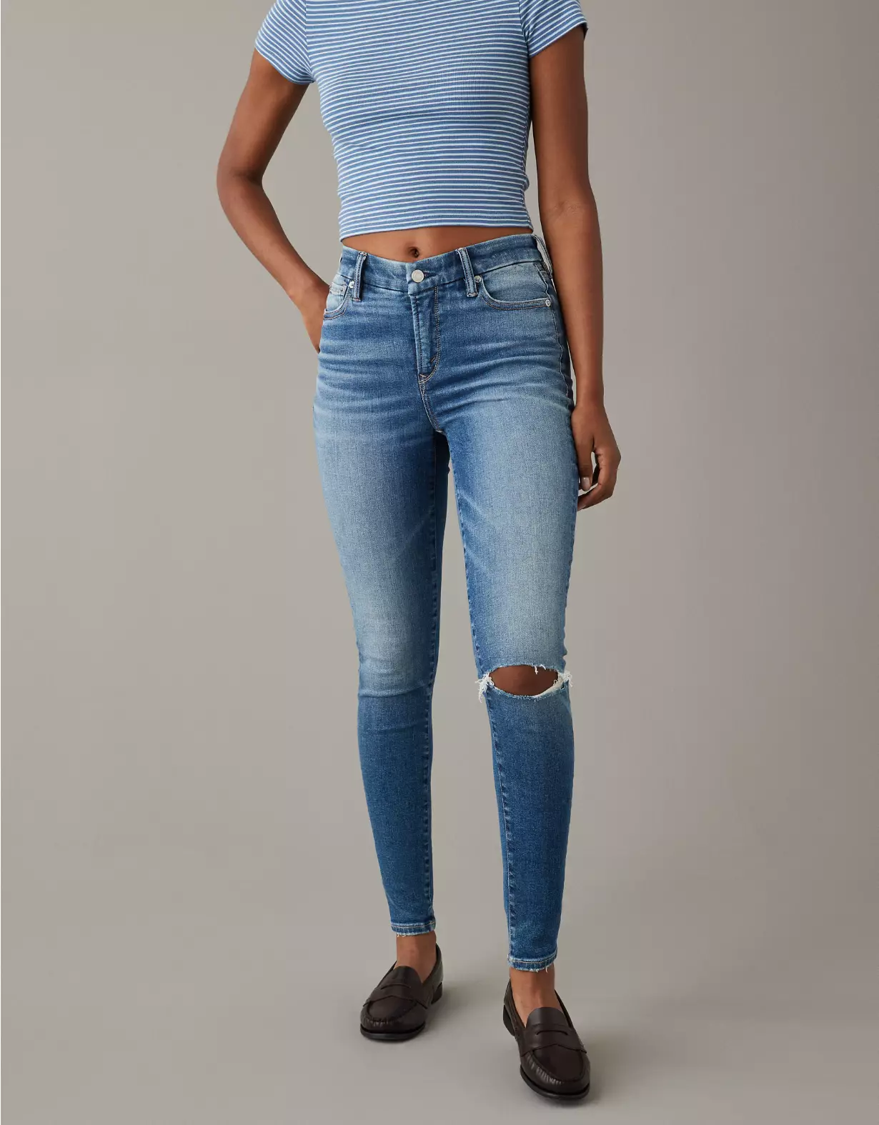 AE Luxe Ripped High V-Rise Jegging