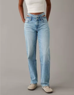 AE Strigid Super High-Waisted Baggy Straight Cut-Out Jean