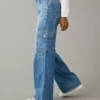 AE Dreamy Drape Stretch Super High-Waisted Cargo Baggy Wide-Leg Jean