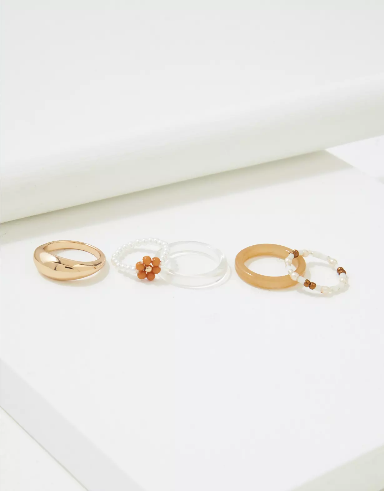 AEO Neutral Flower + Beaded Resin Ring 5-Pack