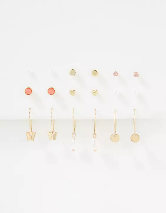 AEO Coral Stud + Hoop Earring 18-Pack - Image 3