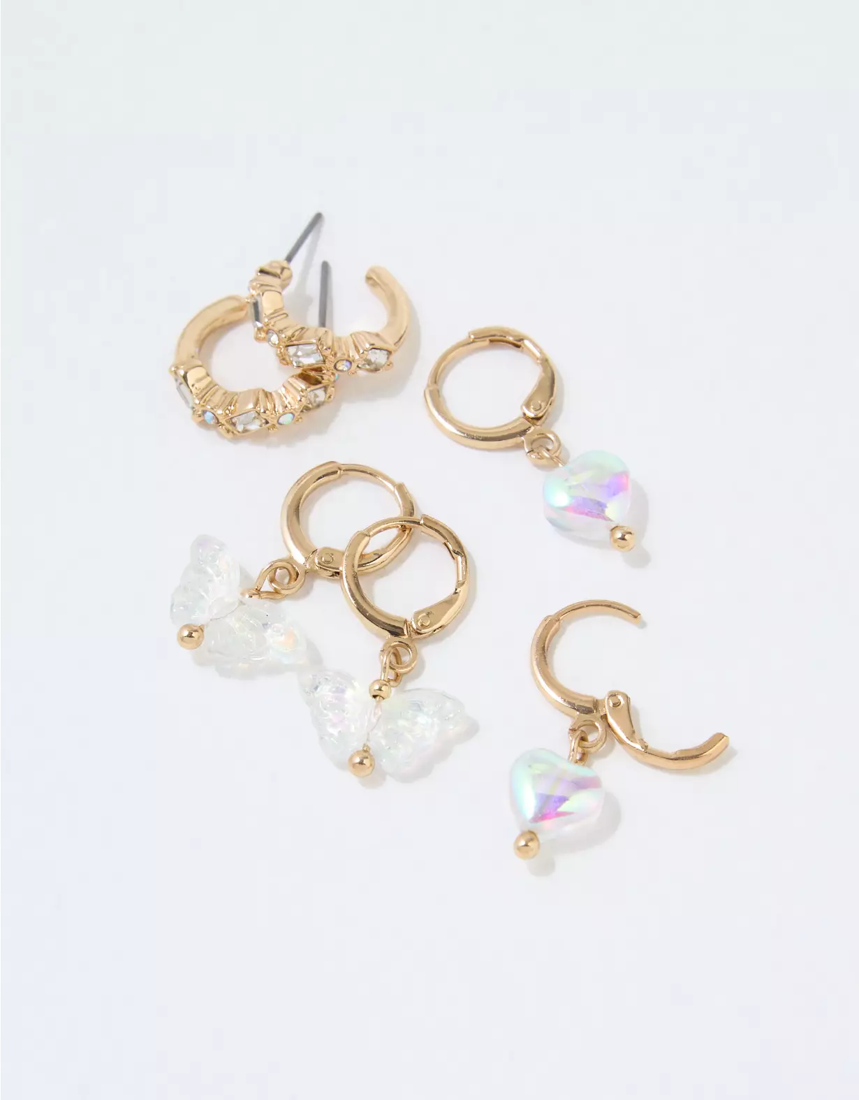 AEO Crystal Butterfly Hoop Earring 3-Pack - Image 2
