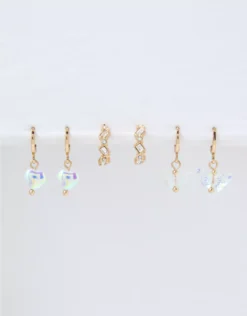AEO Crystal Butterfly Hoop Earring 3-Pack