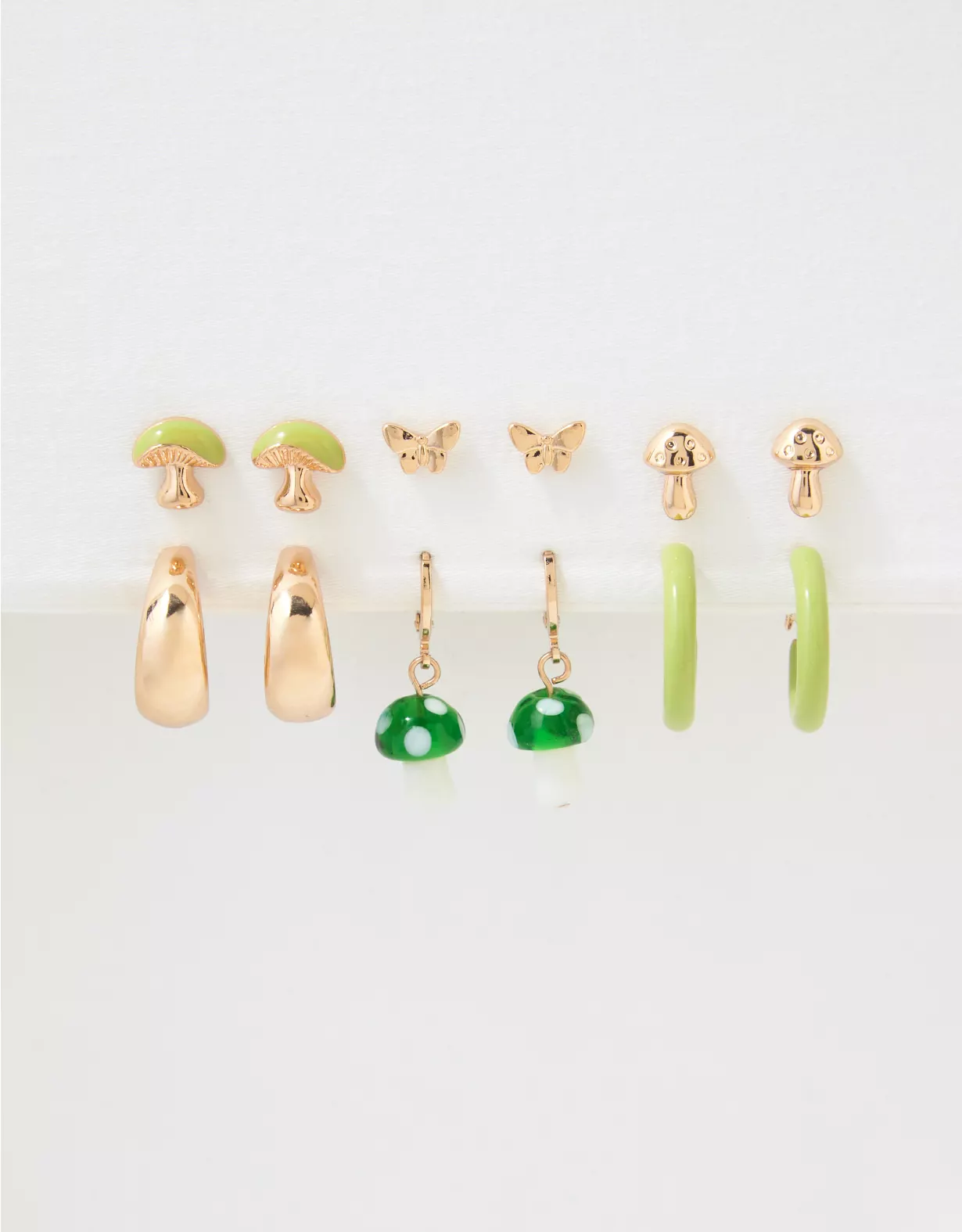 AEO Green Mushroom Earrings 6-Pack - Image 2