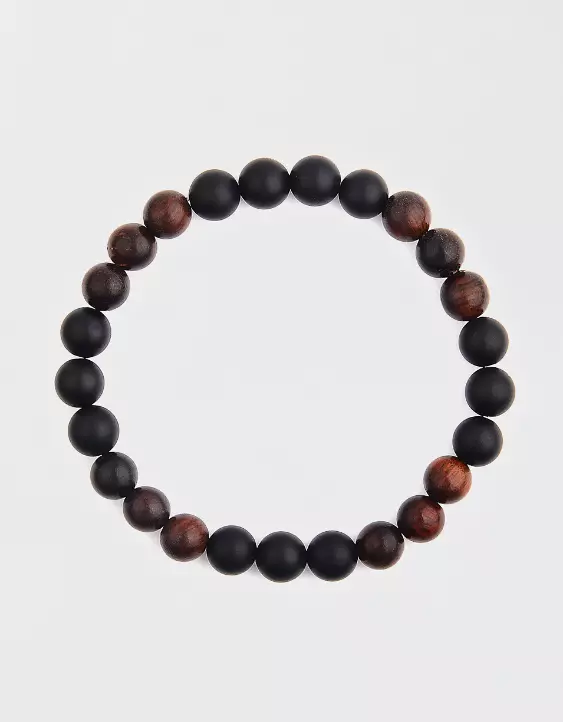 West Coast Jewelry Matte Onyx + Red Sandalwood Beaded Bracelet - Image 2