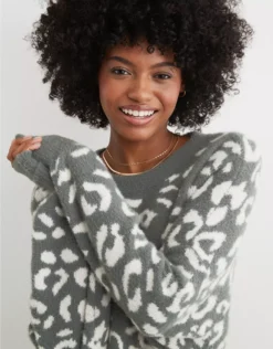 Aerie Leopard Buttercream Sweater