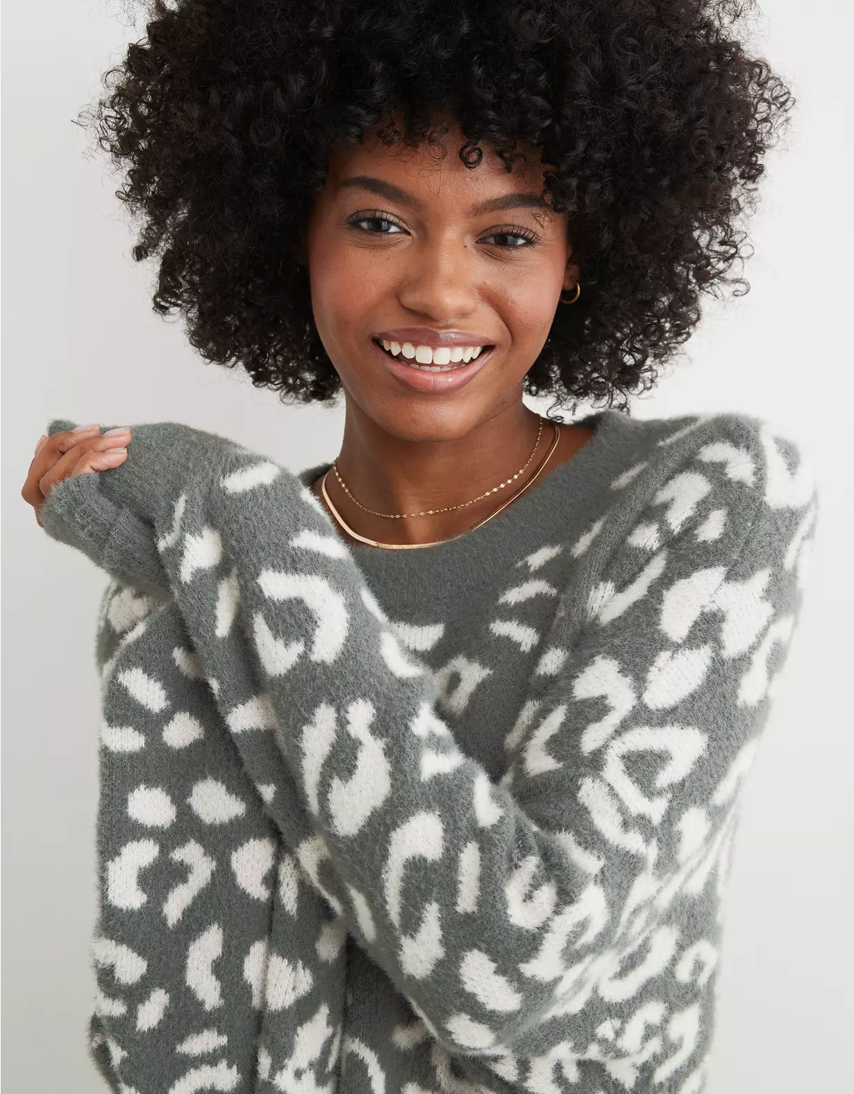 Aerie Leopard Buttercream Sweater