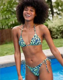 Aerie Leopard String Triangle Bikini Top