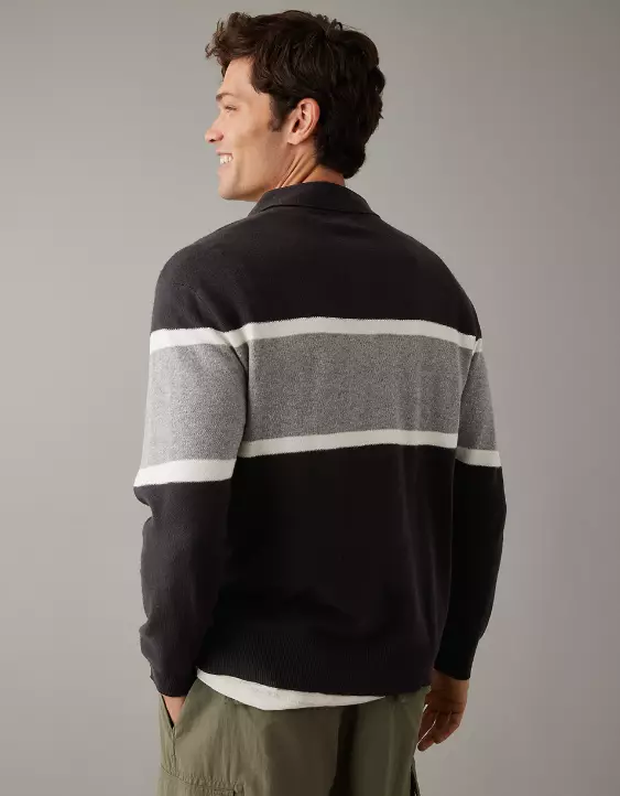 AE Long-Sleeve Striped Sweater Polo - Image 3