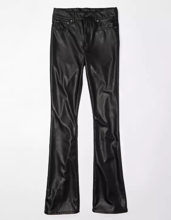 AE Stretch Vegan Leather Super High-Waisted Kick Boot Pant - Image 3