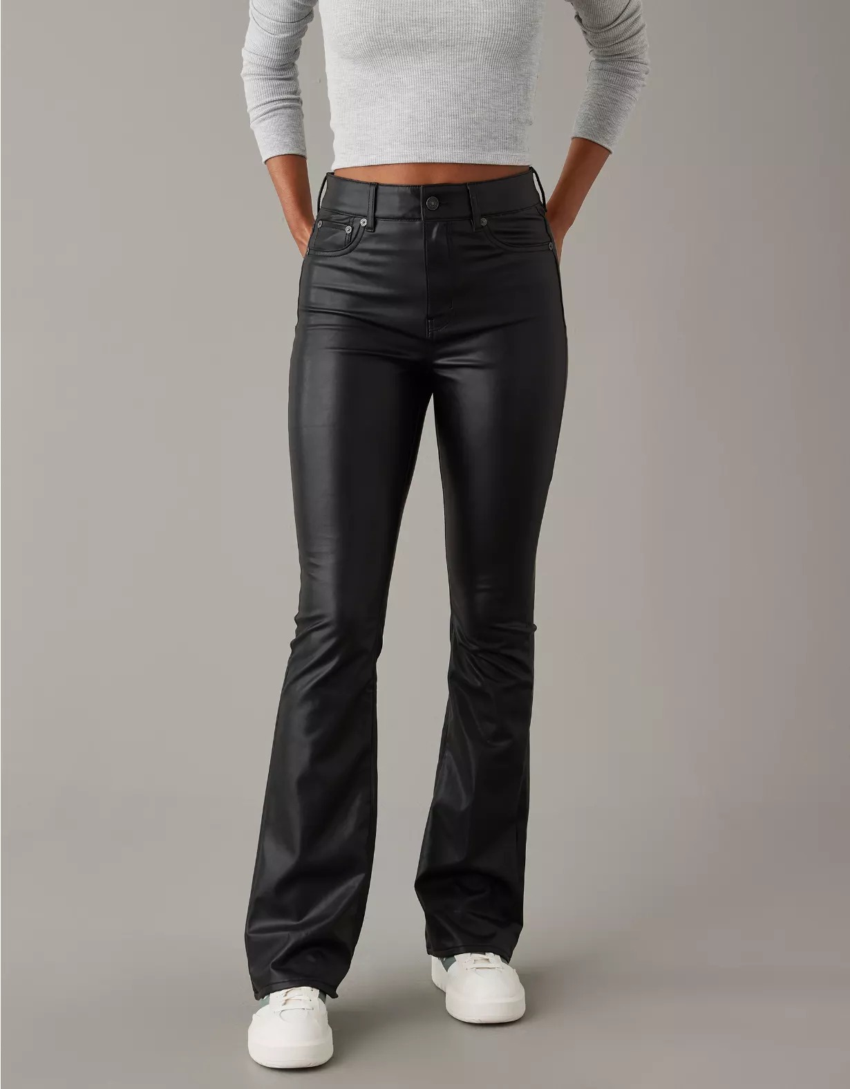 AE Stretch Vegan Leather Super High-Waisted Kick Boot Pant