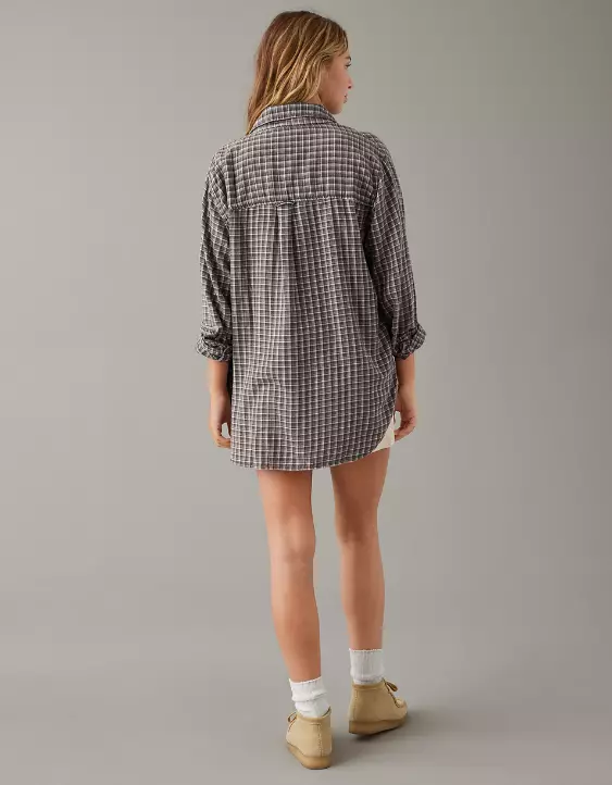 AE Oversized Plaid Flannel Shirt - Image 2
