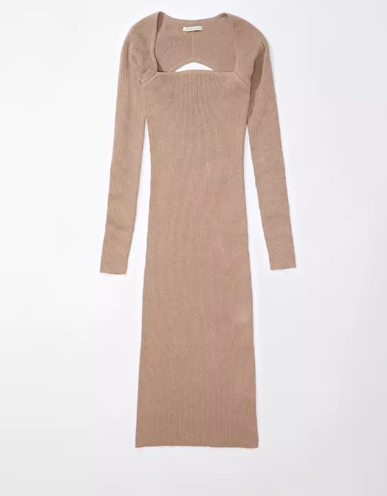 AE Long-Sleeve Square Neck Sweater Dress - Image 3