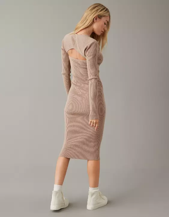 AE Long-Sleeve Square Neck Sweater Dress - Image 2
