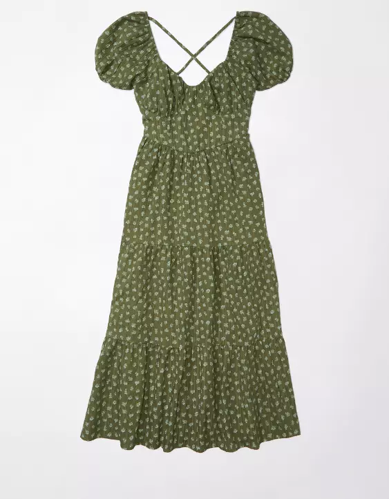 AE Floral Open Back Corset Midi Dress - Image 3