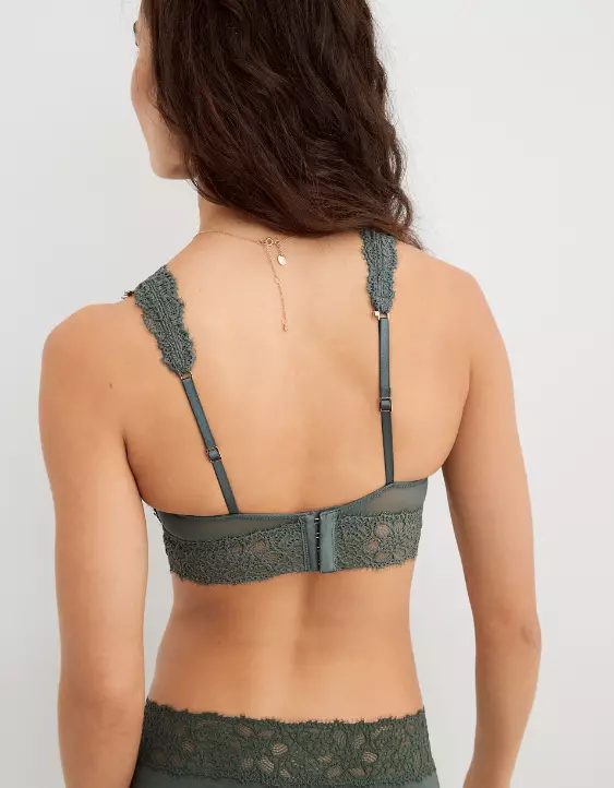 Aerie Show Off Eyelash Lace Padded Plunge Bralette - Image 2