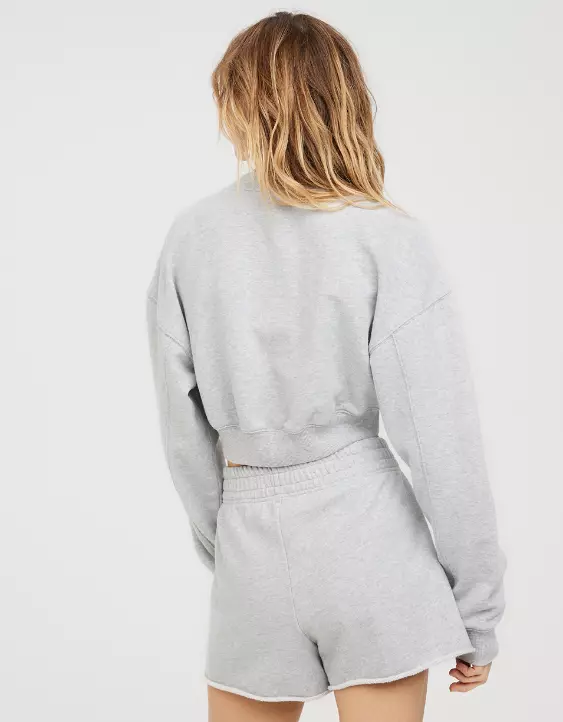 OFFLINE By Aerie Throw-Back Cropped V Neck Sweatshirt - Image 2