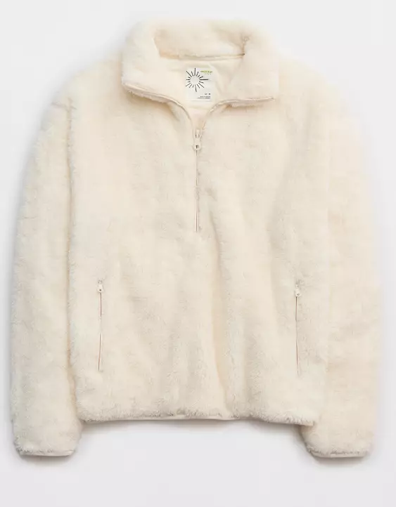 OFFLINE By Aerie Fluffy Sherpa Quarter Zip Sweatshirt - Image 3