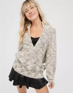 OFFLINE By Aerie Chillside Quarter Zip Sweater