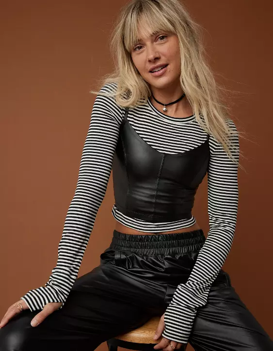 OFFLINE By Aerie Real Luxe Faux Leather Bra Top - Image 2