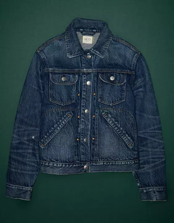 AE77 Premium Shrunken Denim Jacket - Image 3