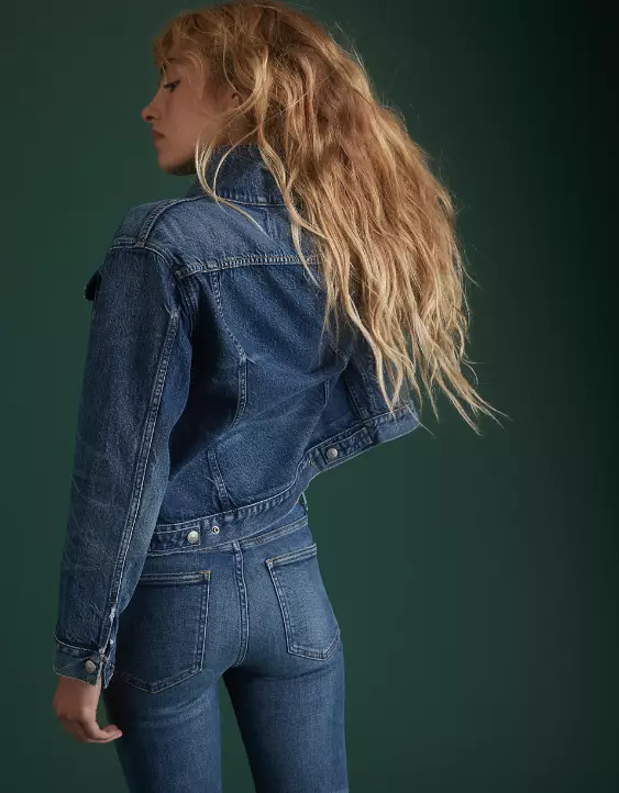 AE77 Premium Shrunken Denim Jacket - Image 2