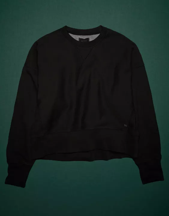 AE77 Premium Cropped Fleece Crewneck Sweatshirt - Image 3