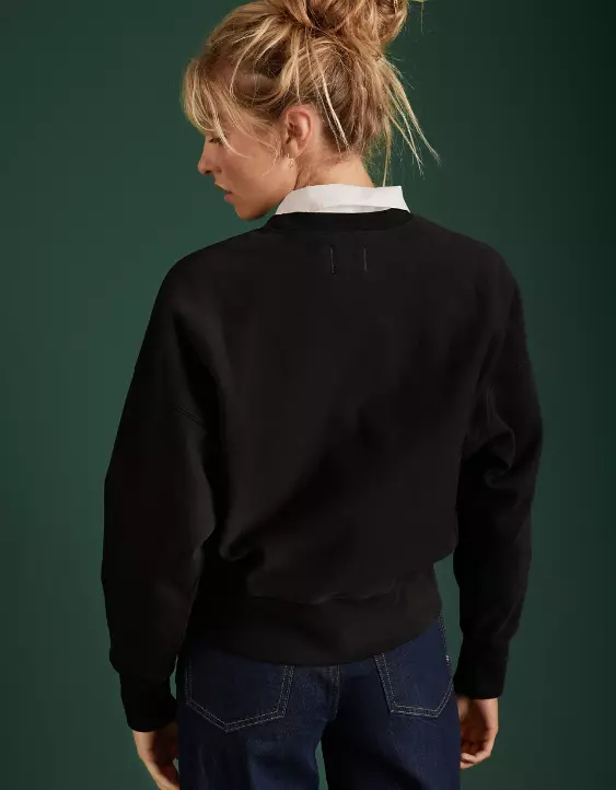 AE77 Premium Cropped Fleece Crewneck Sweatshirt - Image 2