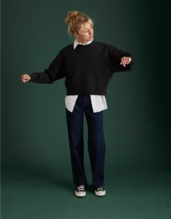 AE77 Premium Cropped Fleece Crewneck Sweatshirt